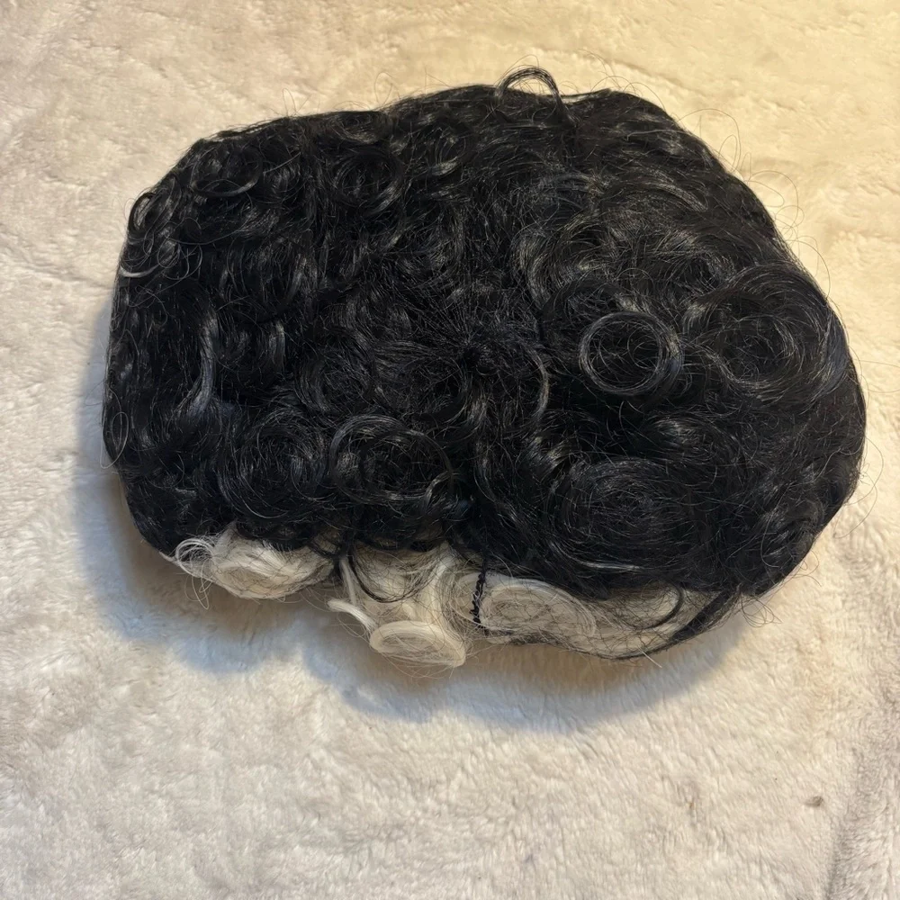NEW Wig Two-Tone Black & White Curly Hairpiece Cosplay Cruella Women Hair